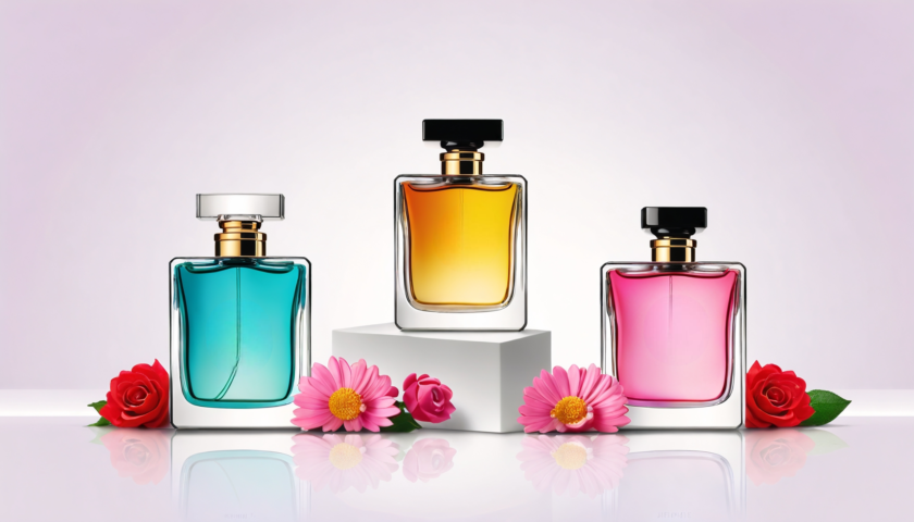 colorful luxuary perfume bottles